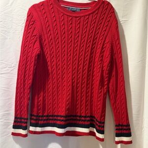 Tommy Hilfiger Red Knit Sweater with Striped Detail